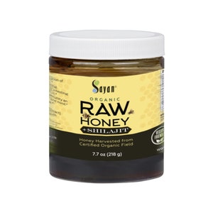 Organic Shilajit Honey with Authentic Shilajit Resin, 218g (7.7oz), Raw Honey & Shilajit with Fulvic Acid