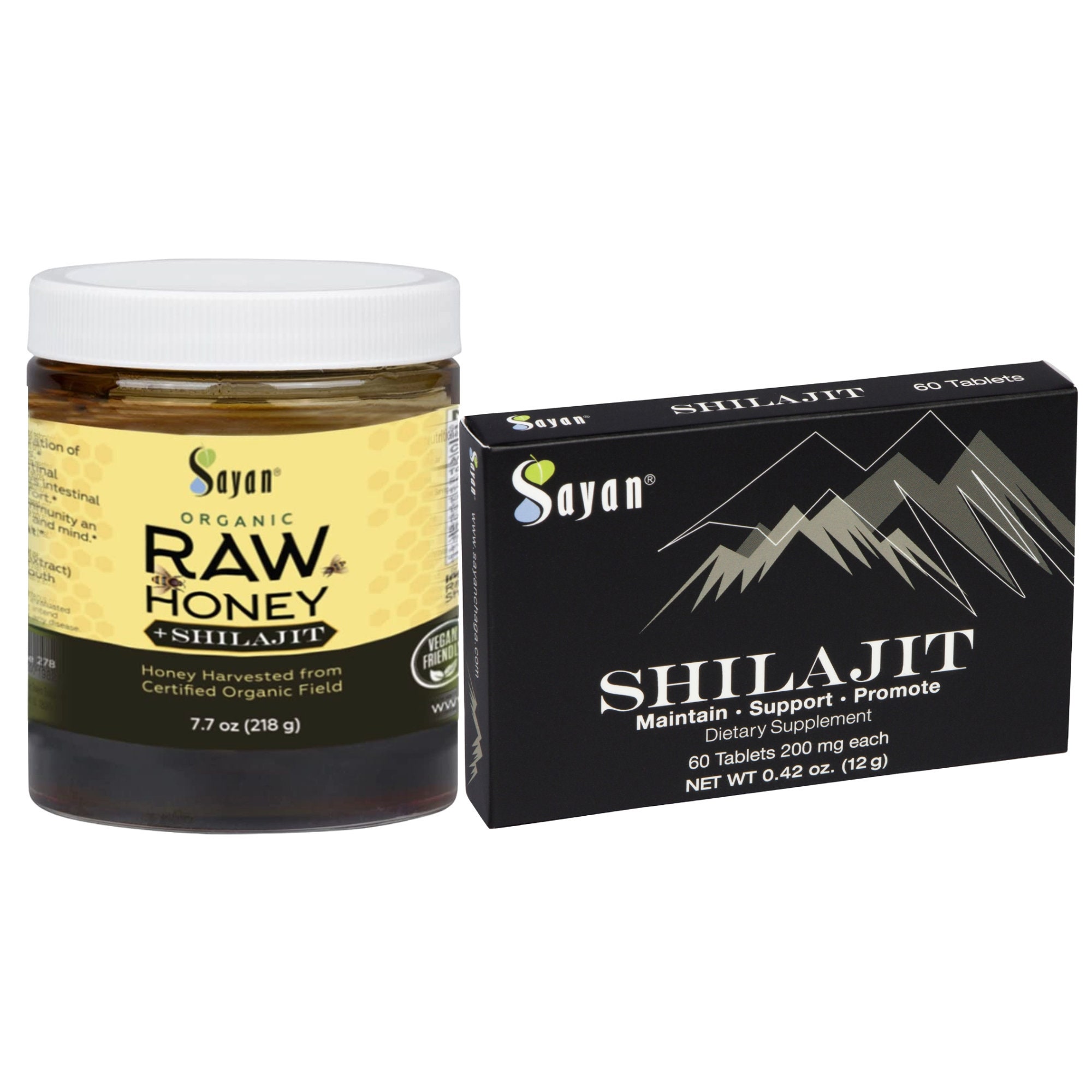 Organic Honey and Himalayan Shilajit Resin Tablets, Shilajit Pure Resin, Vegetarian Supplement, Wellness Gift Set