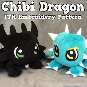 Chibi Dragon In the Hoop ITH Embroidery File Pattern Project 5x7&quot; ONLY