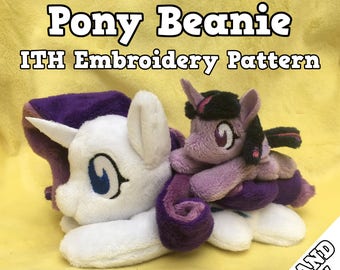 Pony Beanie ITH Embroidery File Pattern 5x7" AND 4x4"