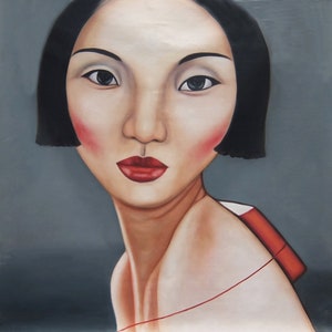 PAINTING ARTWORK VINTAGE China Girl 2