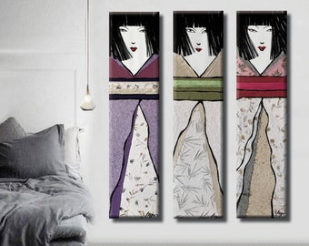 PAINTING ARTWORK geisha obsession narrow 1, 2 or 3