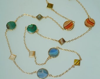 NECKLACE AGATE/GOLD round