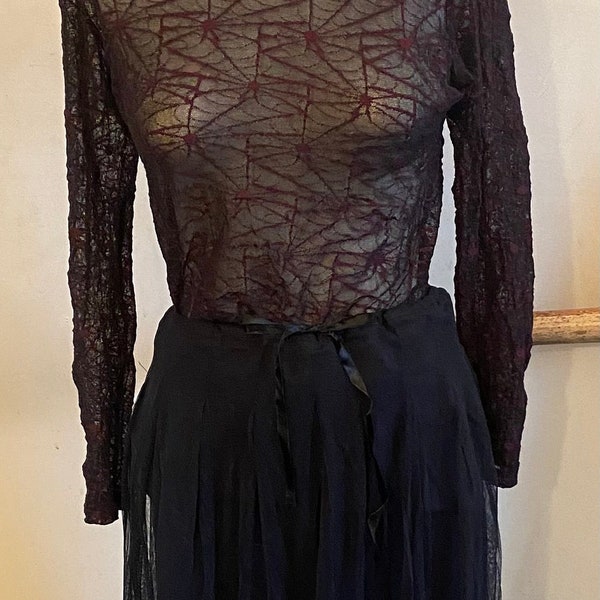 Vintage 1990’s Goth Free People Whimsy Romantic Black Elegant Ballet Style Long Tulle Skirt