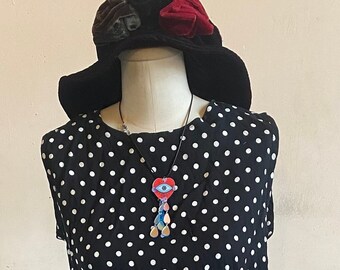 Vintage 1990’s Blair Boutique Black and White Polka Dot Summer Sleeveless Goth Whimsy Romantic Dress
