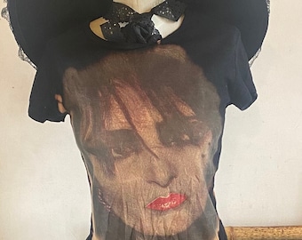 Vintage 1990’s Rare Glamhead  Siouxsie Goth Burnout Black Babydoll Style T-shirt