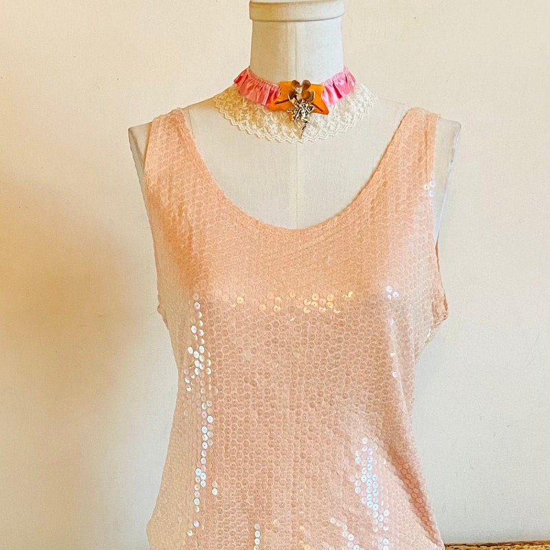 Vintage 90’s pink sequin top main image 1