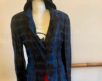 Vintage Designer 90s Giorgio Armani Black And Blue Striped Blazer