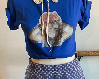 Vintage 1990’S Esprit De Corps Boxer Print Blue Mod Scooter Girl Shift Skirt