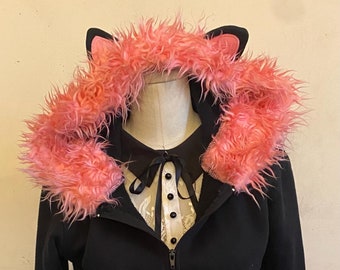 Vintage Y2k Emily the Strange Faux Pink Fur Mall Goth Hot Topic Cat Paws Zip up Emo Cat Ear Hoodie Etsy
