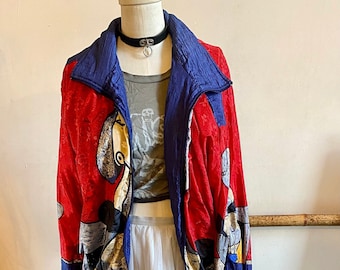 Vintage Red 90s Picasso Bomber Jacket
