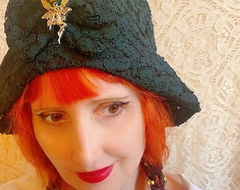 Upcycled Olive Green Brocade Bucket Hat XS (21”) | Tassel Detail | Ladybug Moda | Olive Green Bucket Hat | In stock! | Fawler main image 3