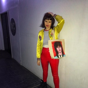 Chrissie Hynde Pretenders Middle Of The Road Hand Painted Canvas Tote Bag