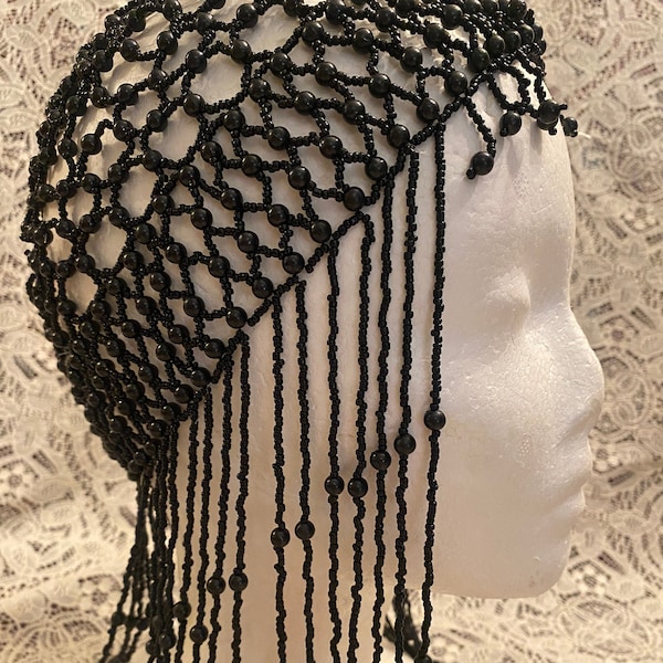 Vintage Old Hollywood Beaded Roaring ‘20’s Flapper Baby Gatsby Bellydancer Snood Headpiece