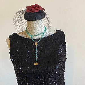 Vintage 1960’s Black Sequin Go Go Mod Party Cocktail Pin Up Glamorous Sleeveless Top