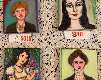 Hand Painted Romantic Women Mini Paintings