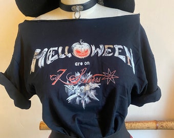 T-shirt Metal Rocker Helloween 80's coupé recyclé