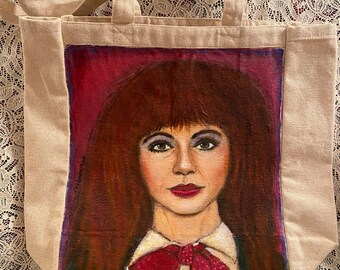 Portrait peint à la main de Kate courant jusqu'à cette colline sur un sac fourre-tout