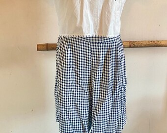 Vintage 90s Black And White Long Plaid Checkered Shorts