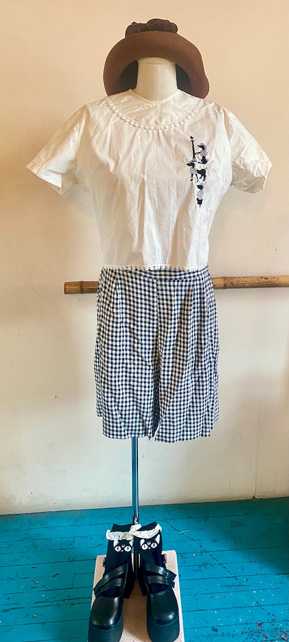 Vintage 90s Black And White Long Plaid Checkered … - image 1