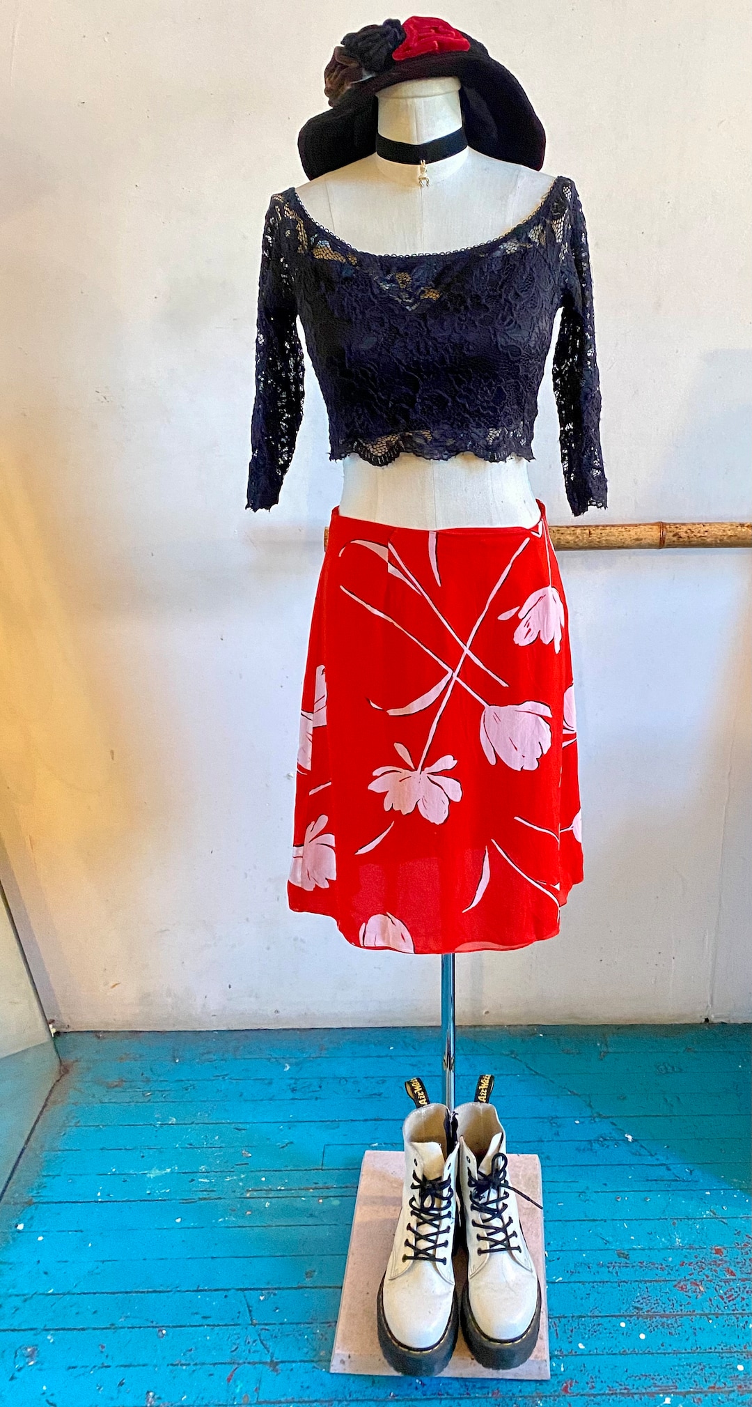 Jupe Boutonnée Vintage Liz Claiborne Taille 12 En Lin Et Rayonne - Style Années 90 Romantique