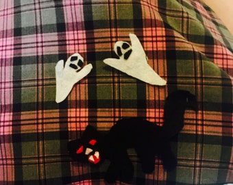 Super Spooky 90's Pink Grunge Halloween Is All Year Skirt Upcycled With Black Cat And Ghosts