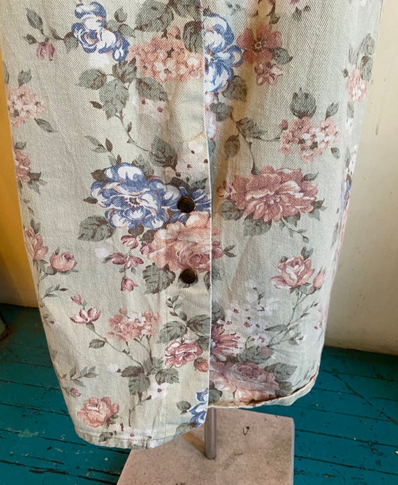 Vintage 80s No Boundaries Long Floral Jean Skirt … - image 6