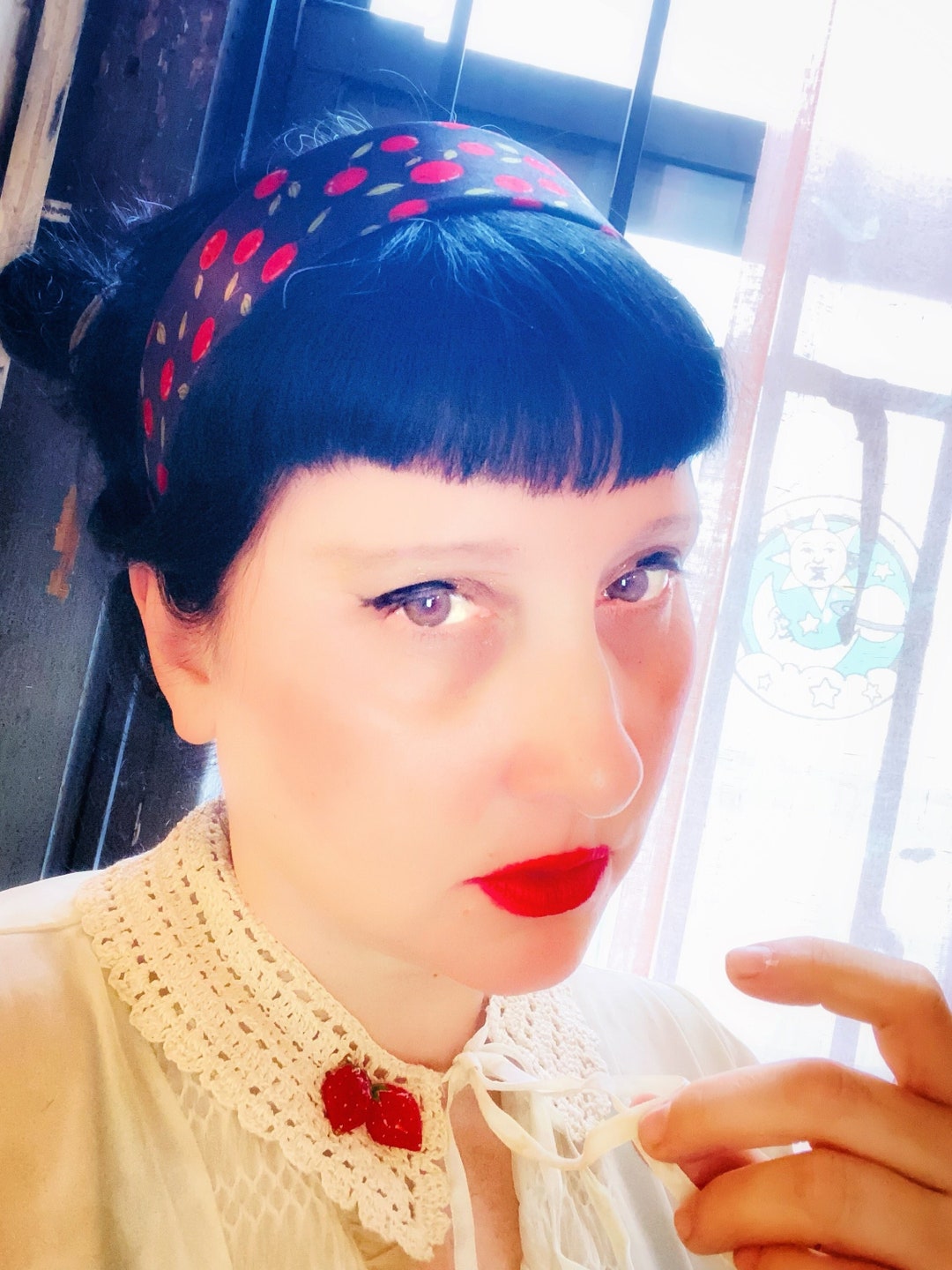 Vintage Strawberry Dazed Crochet Cream Colored Charmed Velvet Ties ...