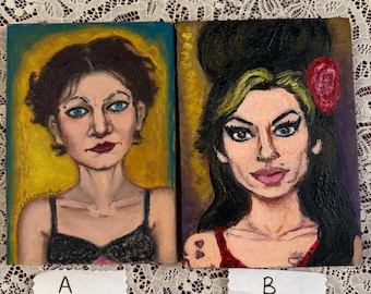 Amanda Palmer The Dresden Dolls Or Amy Winehouse Hand Painted Portraits(You Choose)