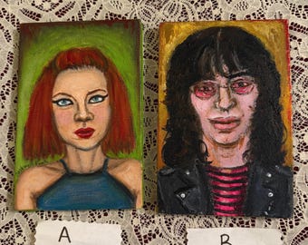 Portraits de Shirley Manson de Garbage ou Joey Ramone rock and roll peints à la main (au choix)