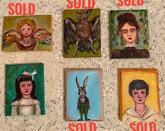 Though We Are Not Together We Are Connected In The Woods Under Falling Stars And Lost Cottages Hand Painted Mini Paintings