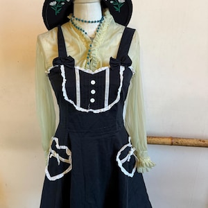 Vintage Hellbunny Lolita Heart Pocket Kawaii White Lace Contrast Romantic Garden Party Jumper Dress