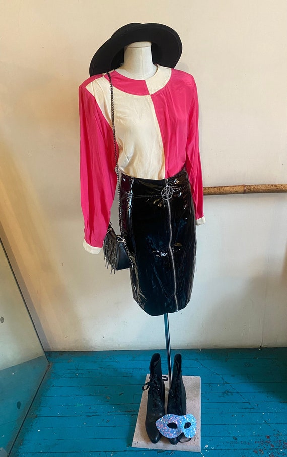 Vintage 80s Pink And Cream Blouse New Wave Secreta