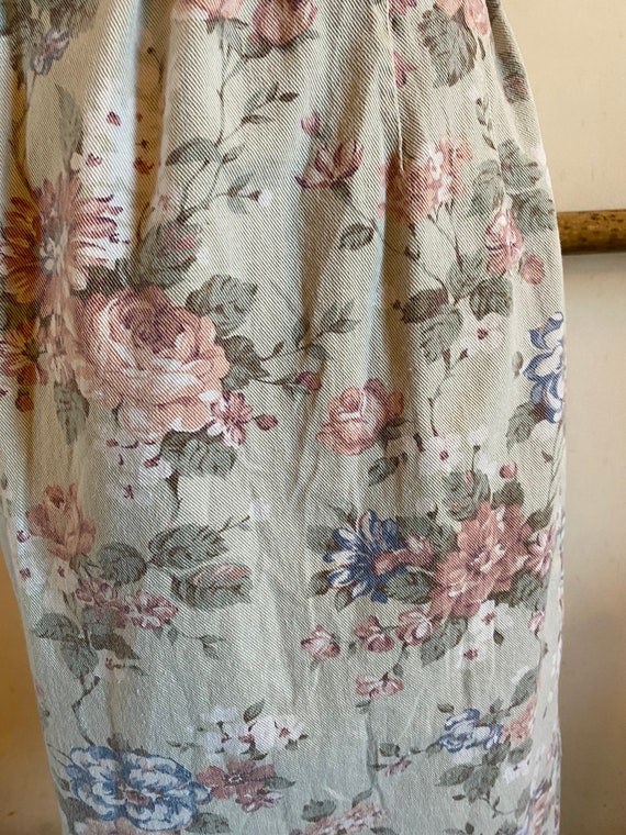 Vintage 80s No Boundaries Long Floral Jean Skirt … - image 3