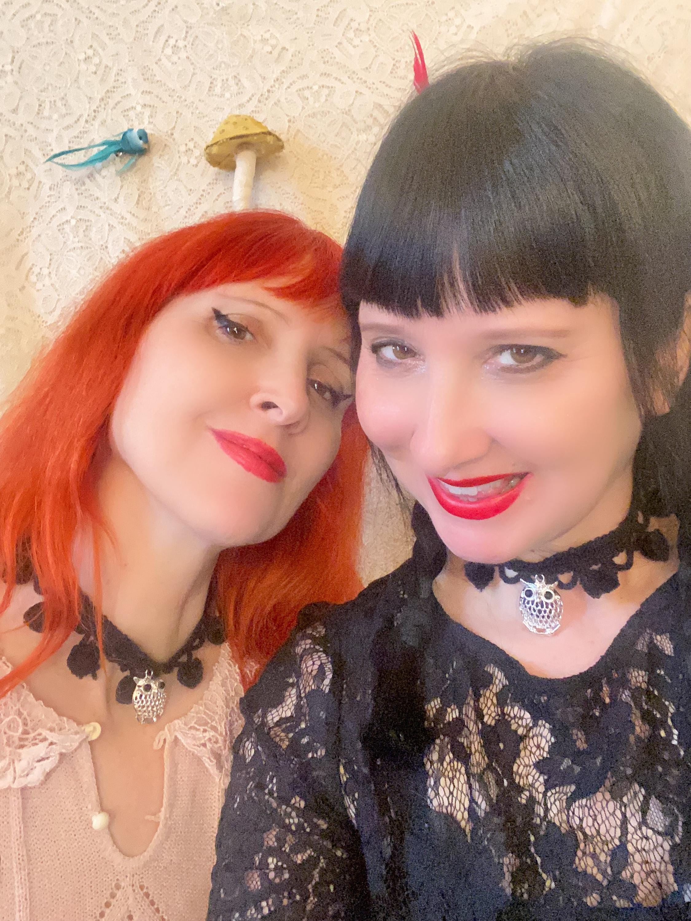 Midnight Owl Enchanted Black Pom Pom Nature Goth Romantic Mystical Hand Made Chokers