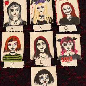 Hand Painted Goth Emo Patch Portraits