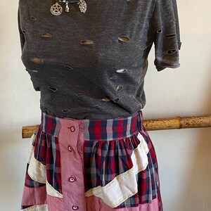 Punk Distressed All Ripped Up Grey Safety Pinned Charmed Wolf, Cat And Pentagram T-Shirt image 6