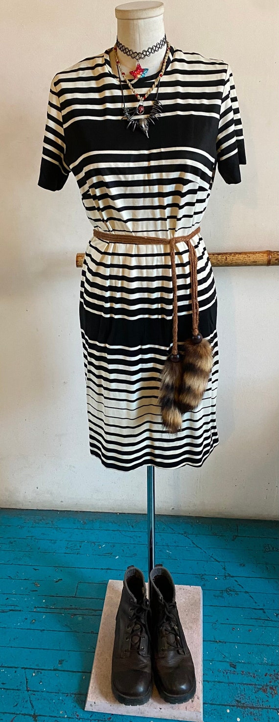 Vintage 1960's Black and White Striped Mod Go Go Scooter Shift Dress - Etsy