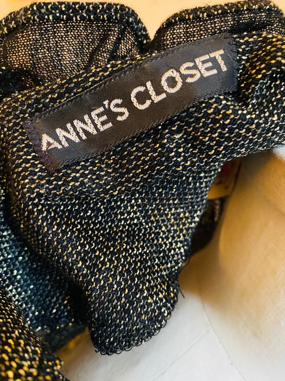 Vintage 1980’s Anne’s Closet Black Gold Metallic … - image 2