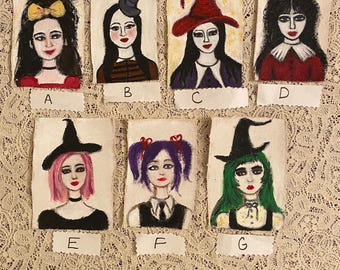 Patchs Goth Whimsy Forestcore Dark Academia peints à la main