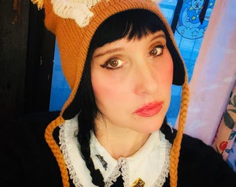 Bonnet confortable avec oreilles de lion en forme de coeur rose et coeur boutonné, oreilles de marguerite et fourrure chaude pour l'hiver