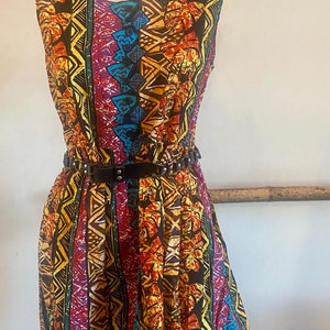 Vintage 90s Tribal Print Sleeveless Dress