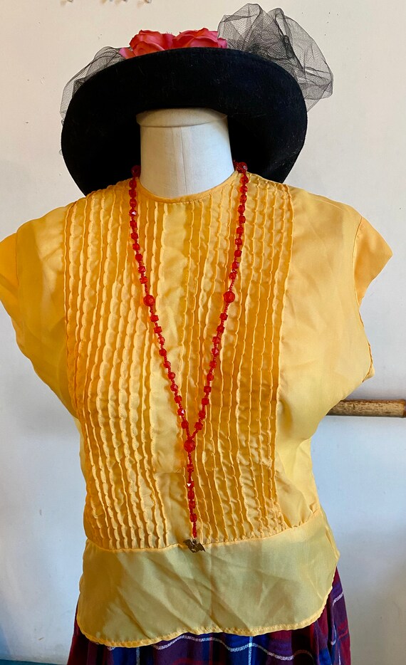 Vintage 1950’s Sheer Nylon Dark Yellow Rockabilly… - image 10