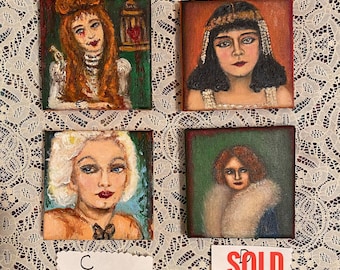 Beautiful Vintage Old Hollywood Inspired Mini Paintings