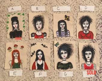 Hand Painted Indie Mall Goth Emo Whimsy DIY Patches