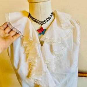 Vintage 1960s White Ruffled Sleeveless Romantic Mod Scooter Girl Na Ma Of California Blouse image 3