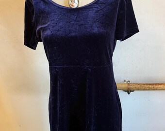 Vintage 1990’s Kathie Lee Purple Velvet Goth Club Skater Dress