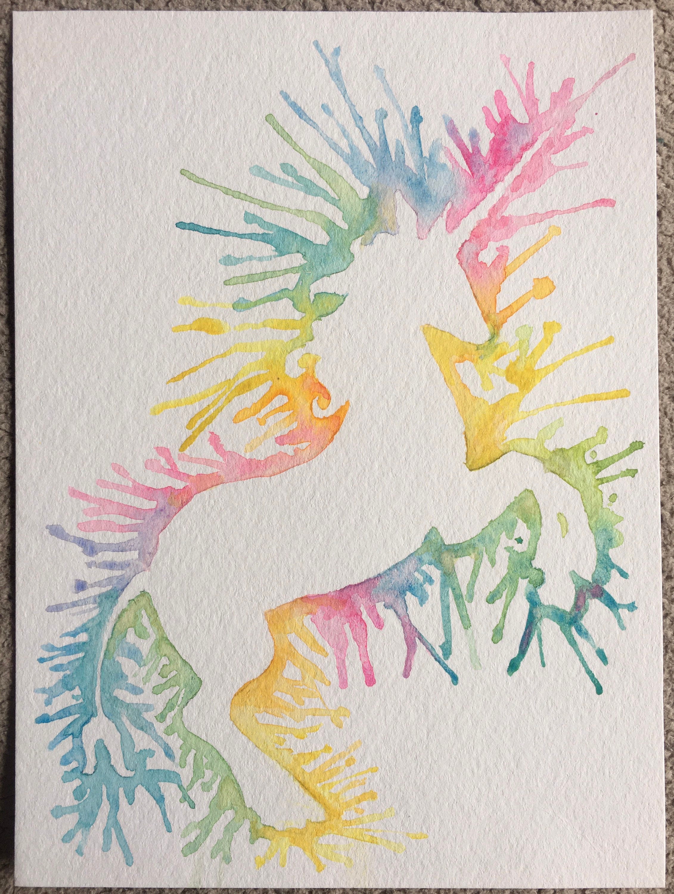 Unicorn Rainbow Watercolor Mini Painting Original Unicorn Art Etsy