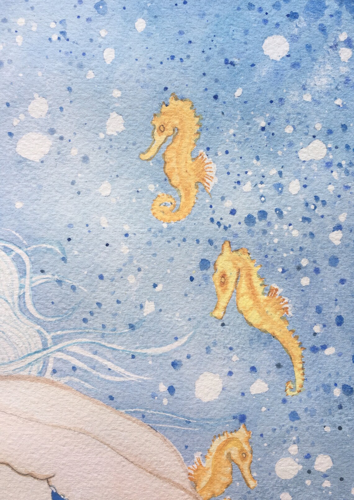 Seahorse Mermaid Painting Chubby Mermaid Print Fat Mermaid