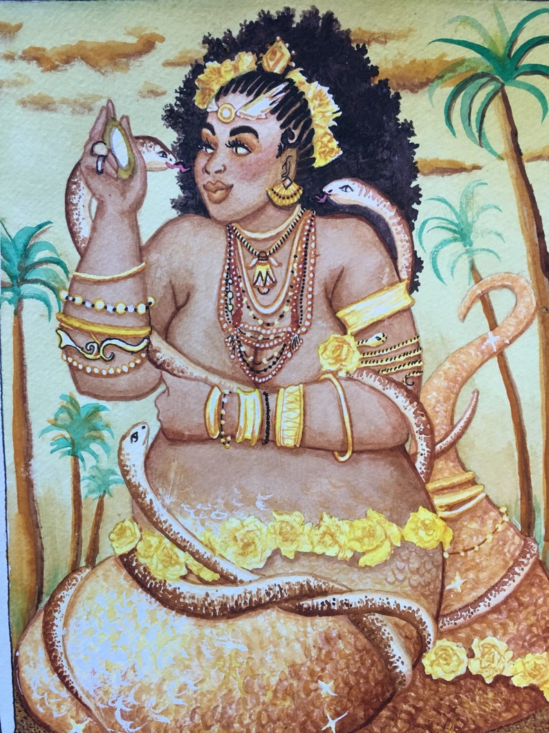 Mami Wata Snake Goddess Mermaid Original Art Print Etsy